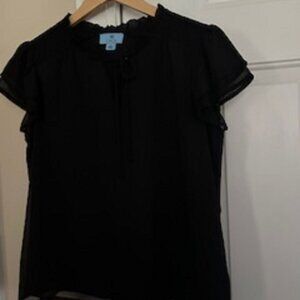 Women's Top Brand: CeCe Size Small black Short Sleeves Tie in Front Has Lining